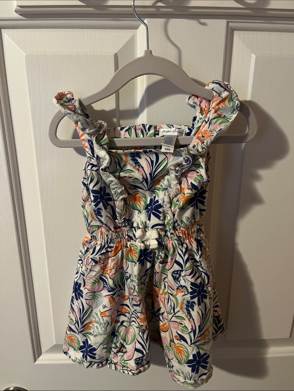 Ralph Lauren Floral Ruffle Sundress in Navy, Pink, Orange & Green